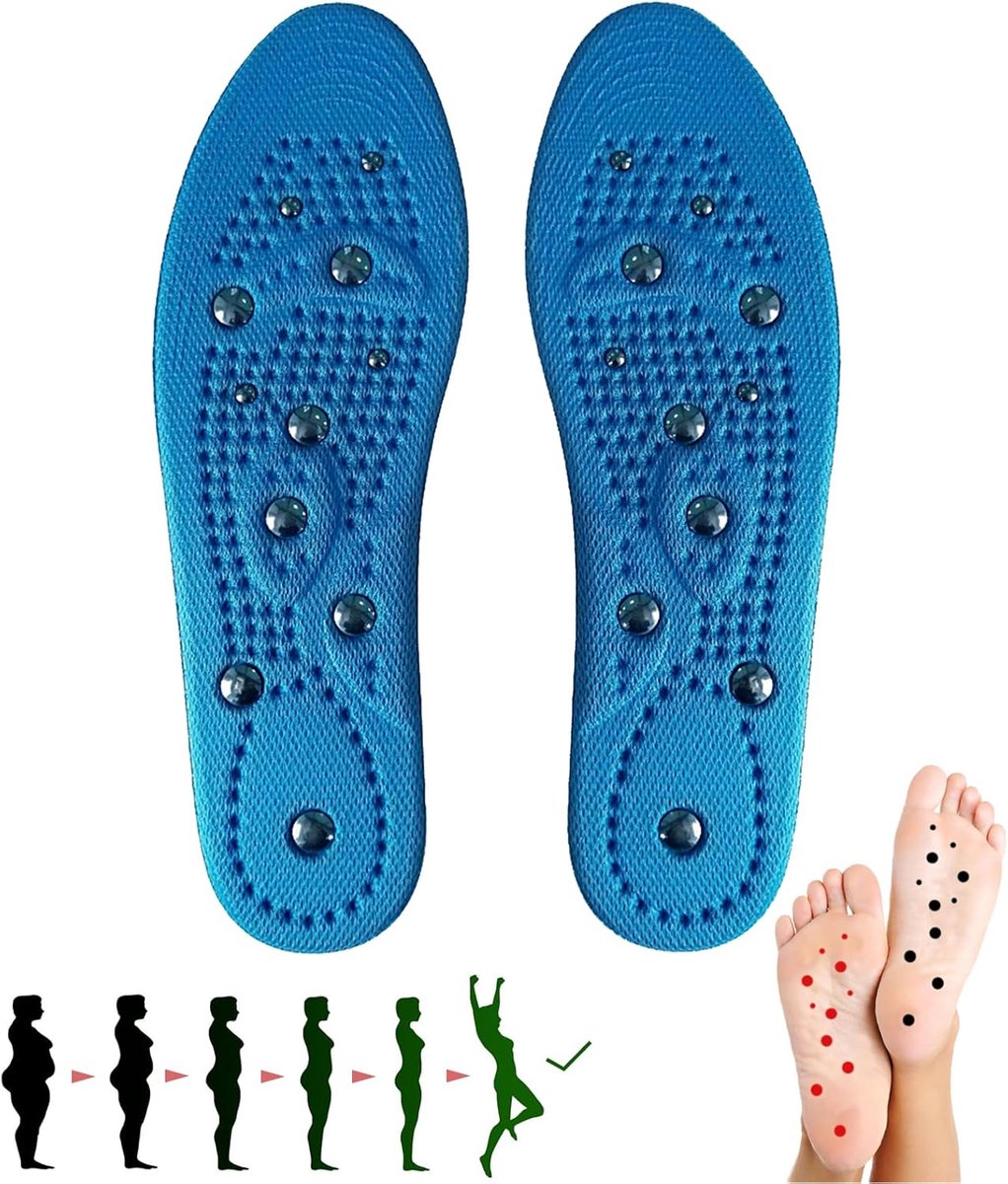 Een paar magnetische inlegzolen voor acupressuur, dempend, magnetisch, verstelbaar, natuurlijke magneet, acupressuur - ShopVlot