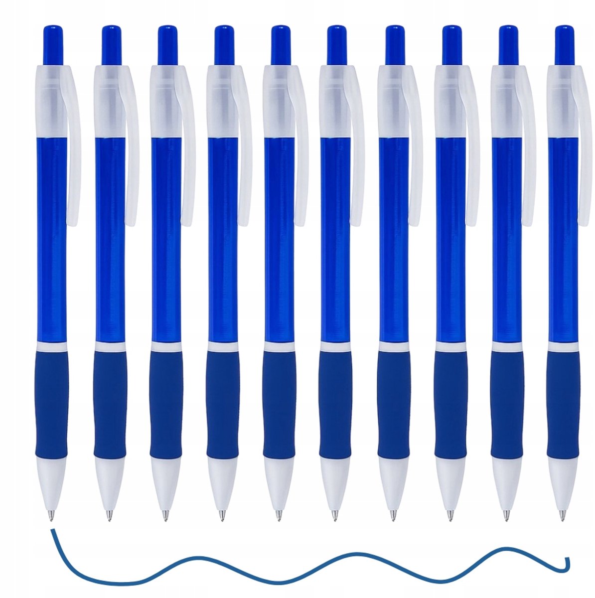 10x Blauwe Ballpoint Pennen met Knop - Ergonomisch & Handig