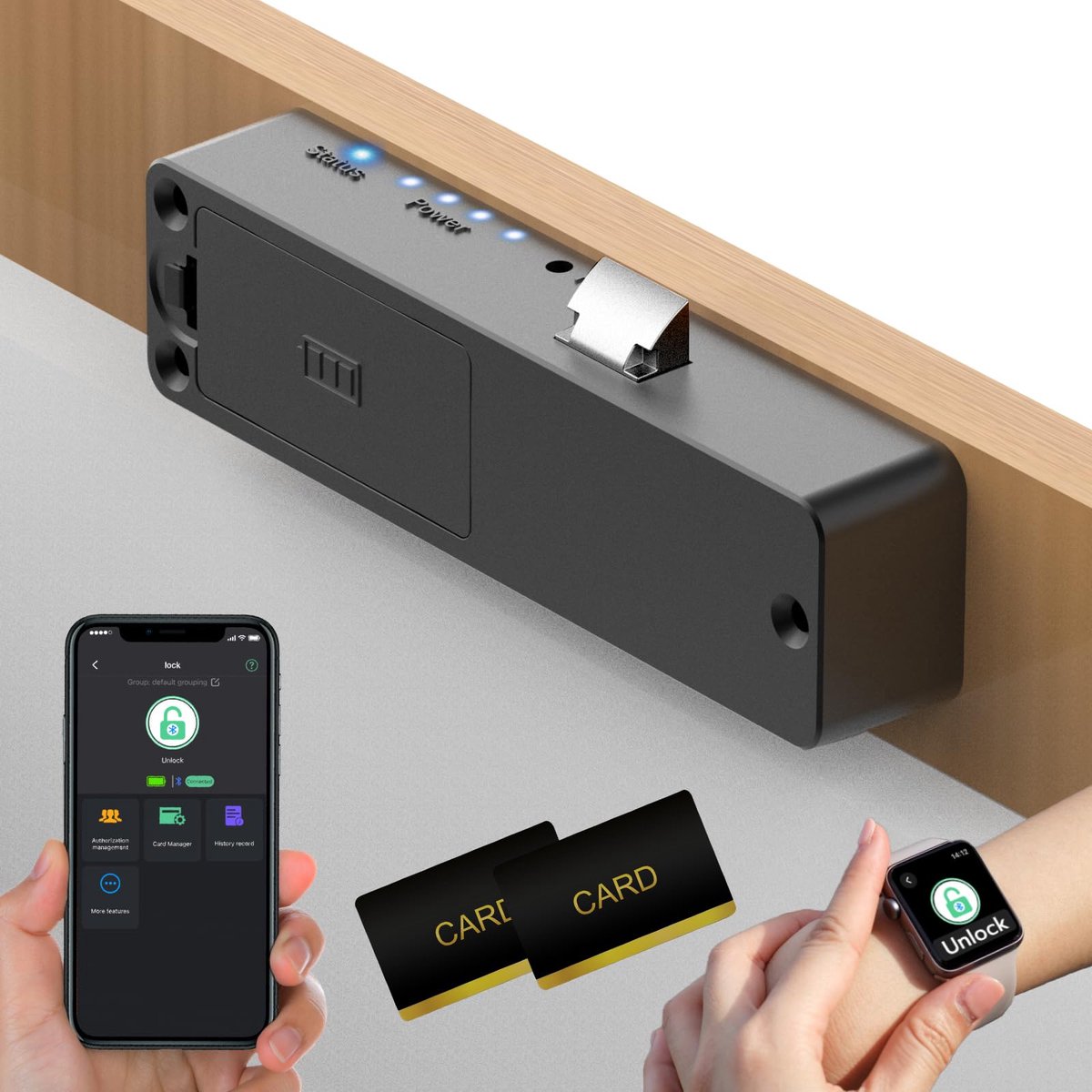 Anweller Slimme kastsloten, magnetische verborgen bluetooth RFID sleutelloze ladevergrendeling kastslot - ShopVlot