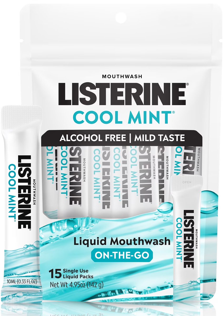 Listerine Cool Mint Mondwater - Alcoholvrij - Travel Pack / Zakjes - 15 x 10 ml