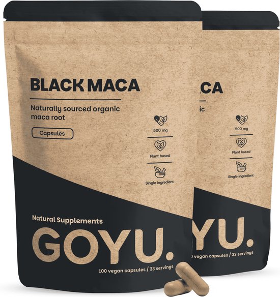 GOYU® - Zwarte Maca Capsules 500 mg Biologisch Combipack 200