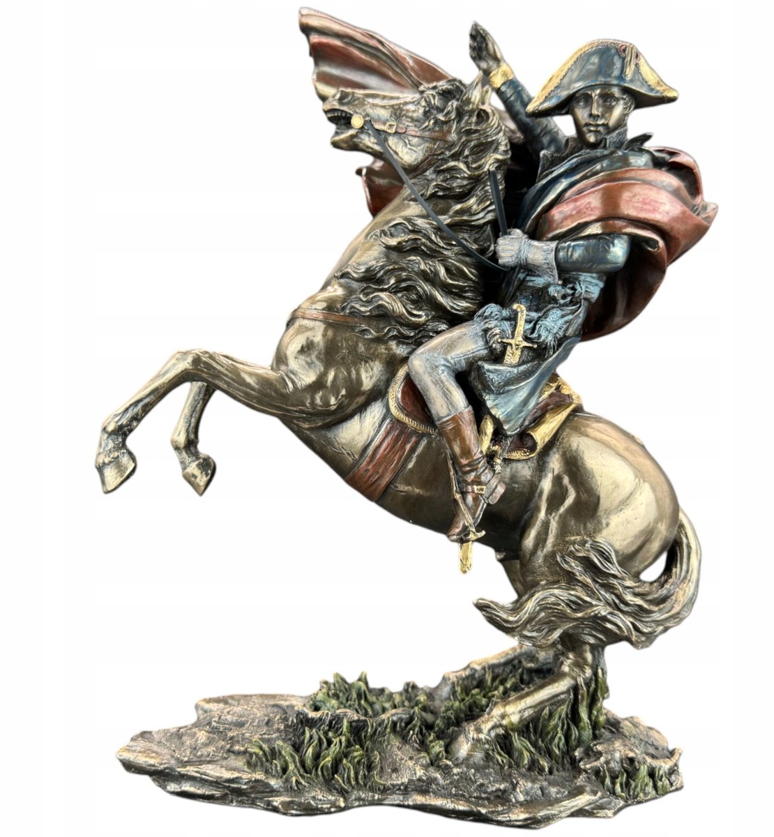 Unieke Napoleon te paard sculptuur, handgeschilderd, bronskleurig
