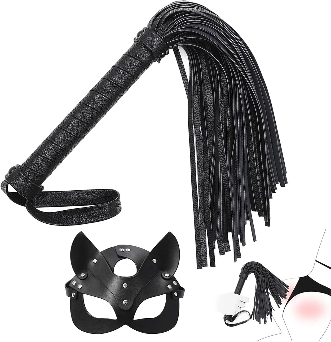 Maskerset voor dames - 48 cm - PU-leer - sexy kattenmasker voor carnaval - ShopVlot