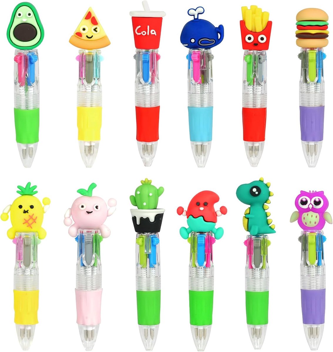 Ballpoint pennen 12 stuks - mini formaat - 4 kleuren - ideaal voor notities - ShopVlot