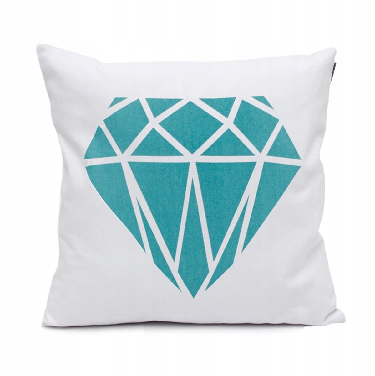 Diamond Love Sierkussenhoes 45x45 cm - 100% Katoen met Turquoise Diamant