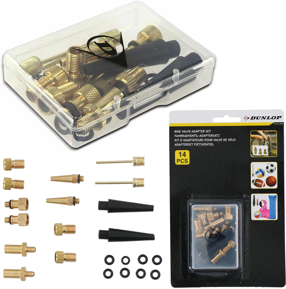 Dunlop Fietspomp Adapters Set - 14 Delig Universeel