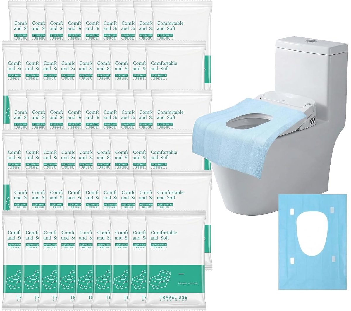 Toiletzitting dekenset 40 stuks - cellulose papier - zacht en comfortabel - ideaal voor onderweg - ShopVlot
