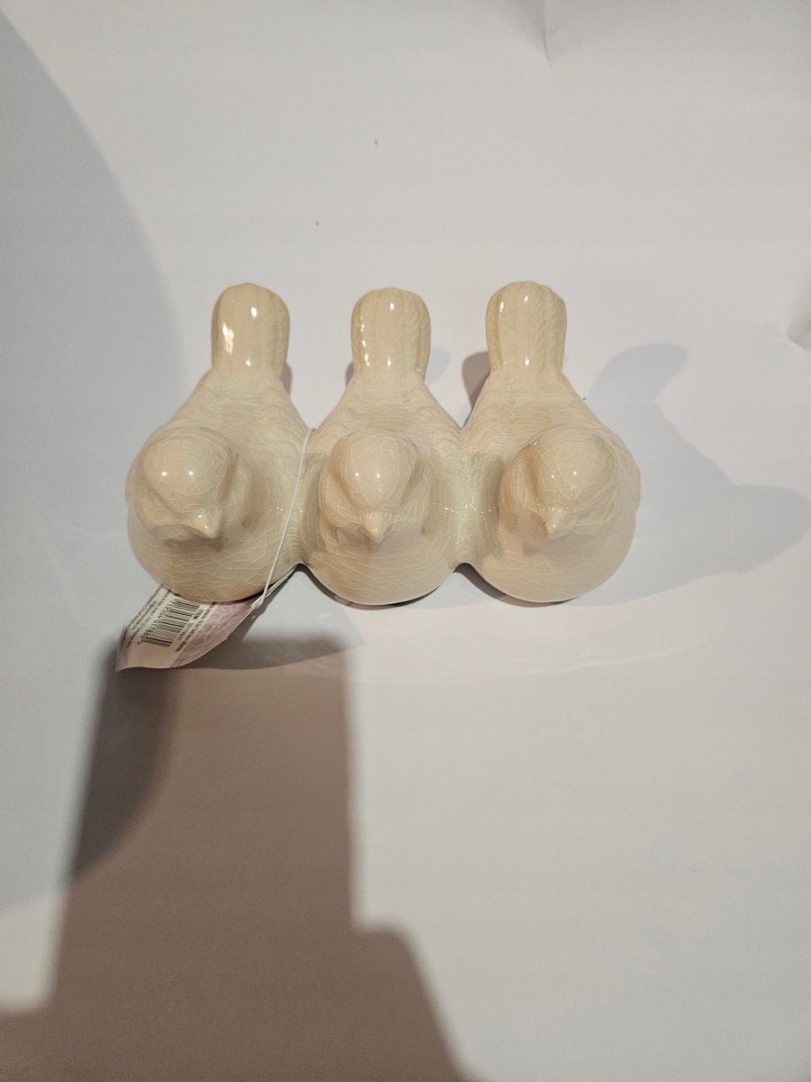 Keramieken Vogeldecoratie, 19.5x13x8.5 cm, Gebroken Wit