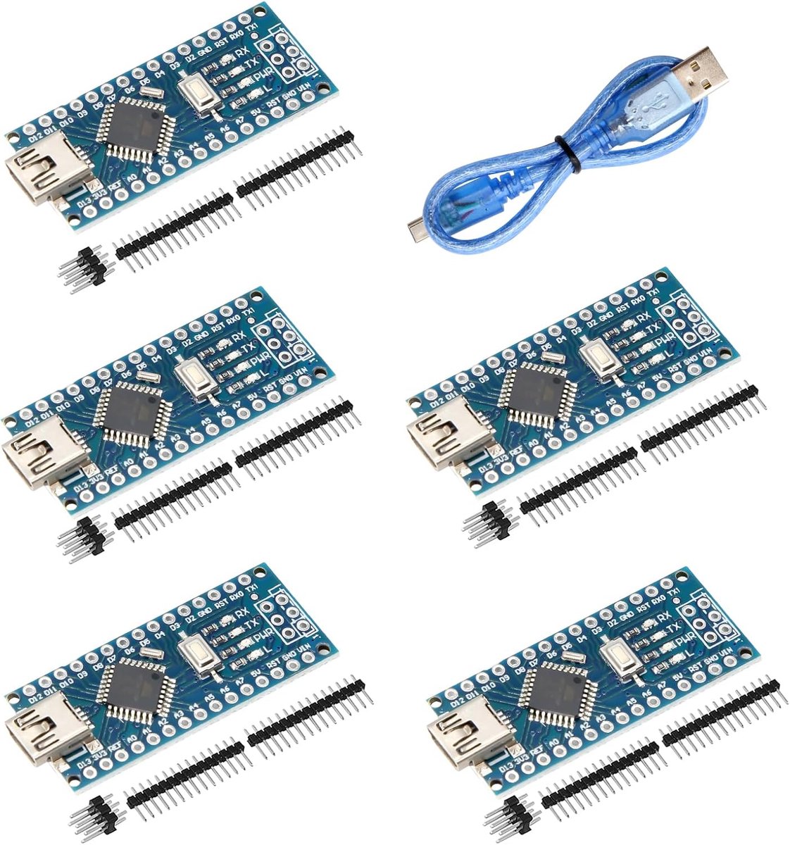 Microcontroller ontwikkelbord 5 stuks - CH340G microchip - USB-aansluiting - Compatibel met Arduino - ShopVlot