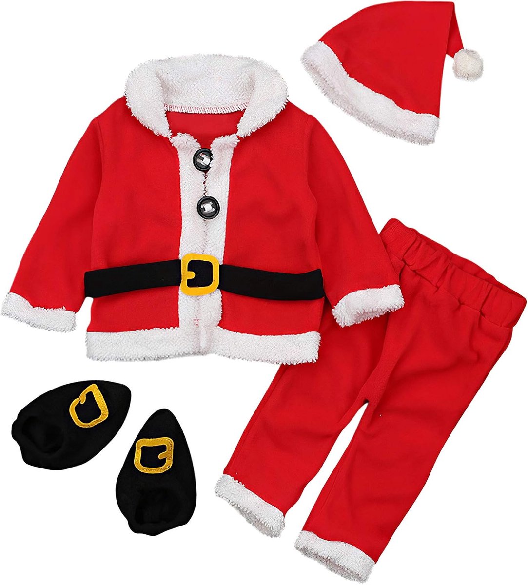 Baby jongens kerstoutfit 0-24 maanden - 4-delige set - warm met Santa ontwerp - perfect voor de feestdagen - ShopVlot