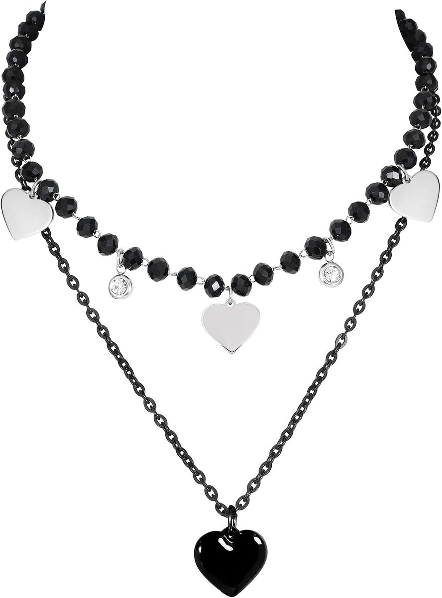 Choker zwart kristal - gelaagd ontwerp - verstelbaar - perfecte party sieraden - ShopVlot