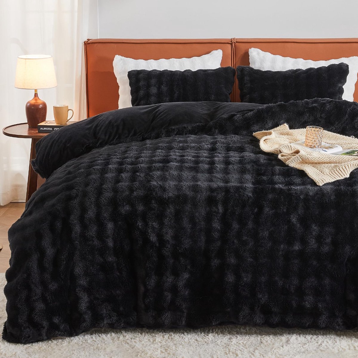 Beddengoedset 200 x 200 cm - Imitatiekonijnenbont - Zacht en warm - Ideaal voor de winter - ShopVlot