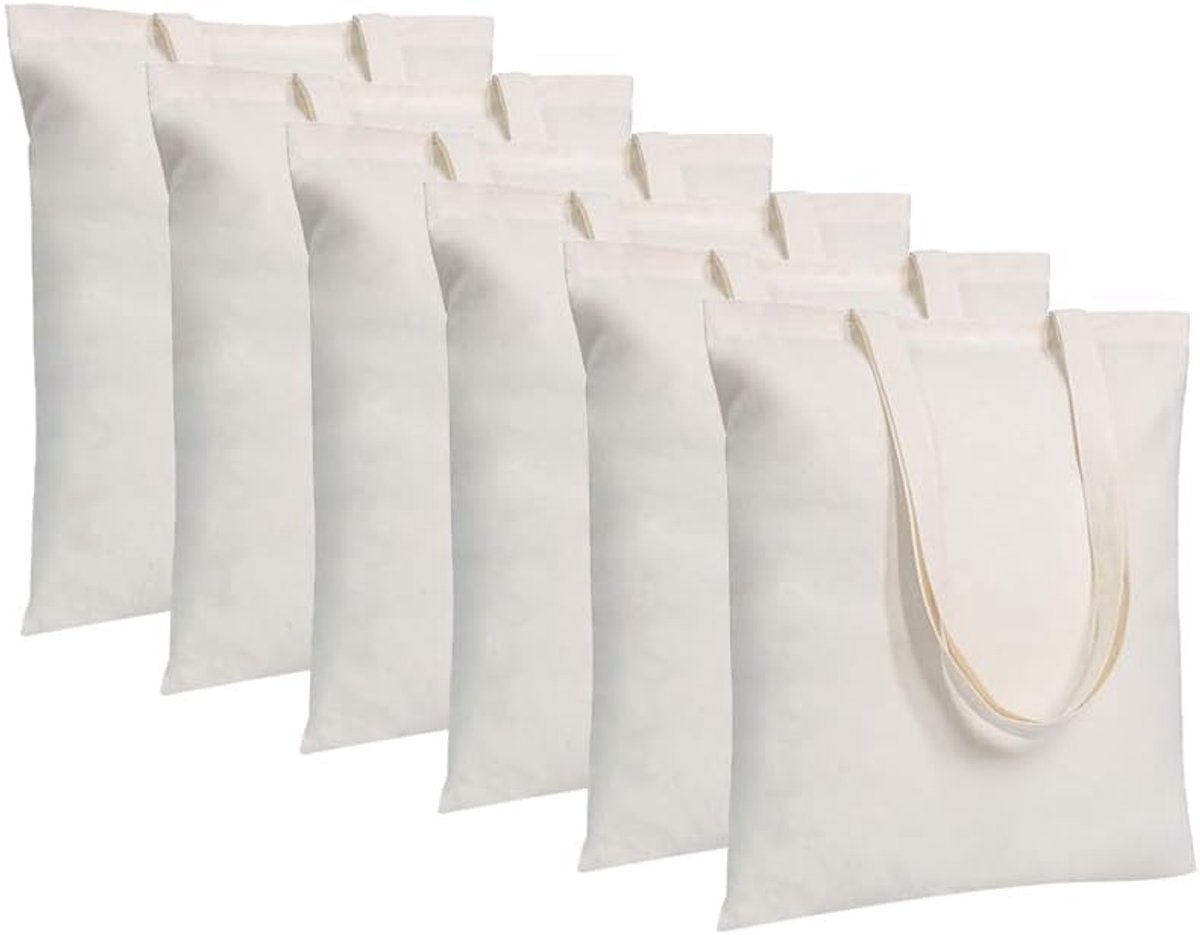 6 Stks Canvas Tassen - Off White - 35 x 40 cm - Polyester voor Heat Press Printing - Voor Creatieve Projecten
