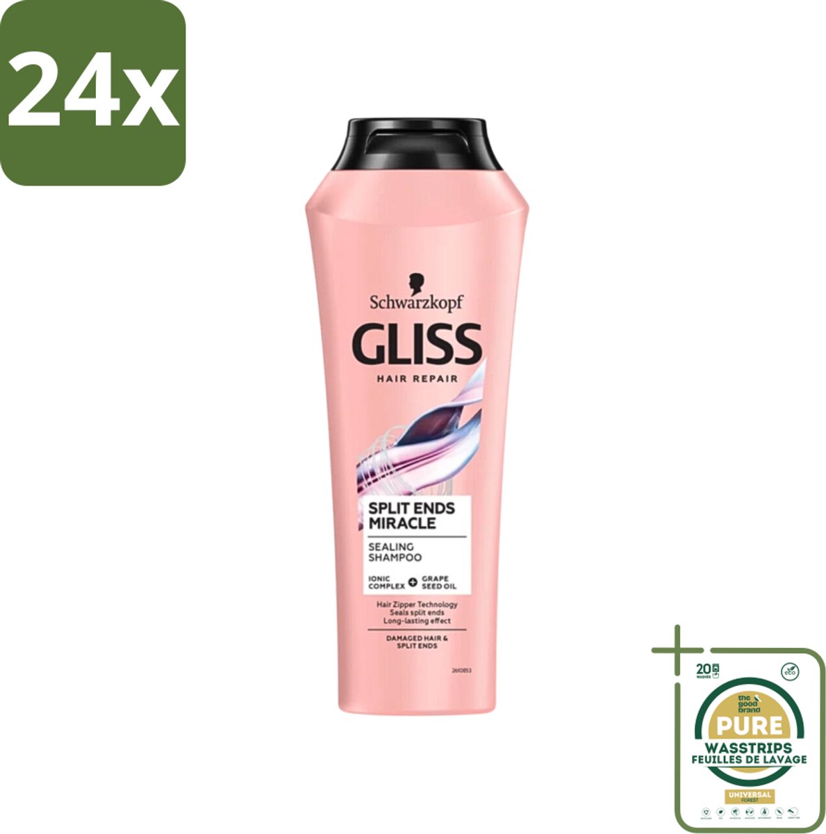 Gliss - Shampoo - Split Hair Miracle - Voor Beschadigd Haar - 250 ml - Voordeelverpakking - 24 stuks - Gespleten haarpunten - Beschadigd haar