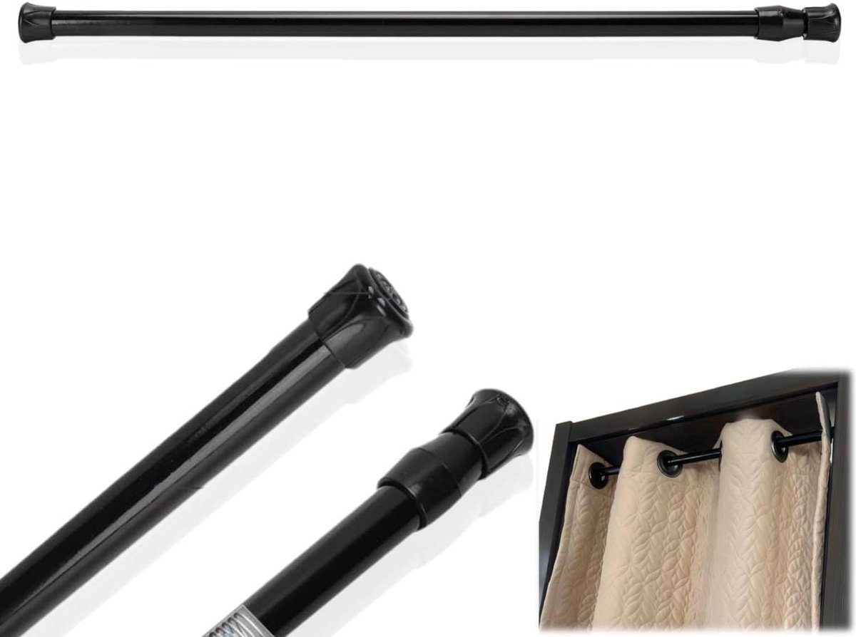 Douchegordijn stang 40-70cm - zwart koolstofstaal - verstelbaar - eenvoudig te installeren - ShopVlot