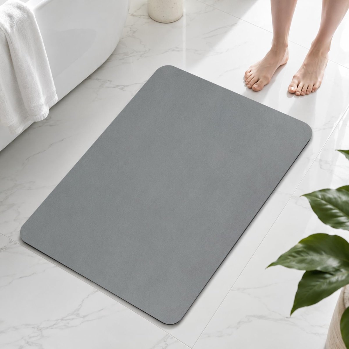 Silicone modder badmat 40 x 60 - donkergrijs - antislip - ideaal voor de badkamer - ShopVlot