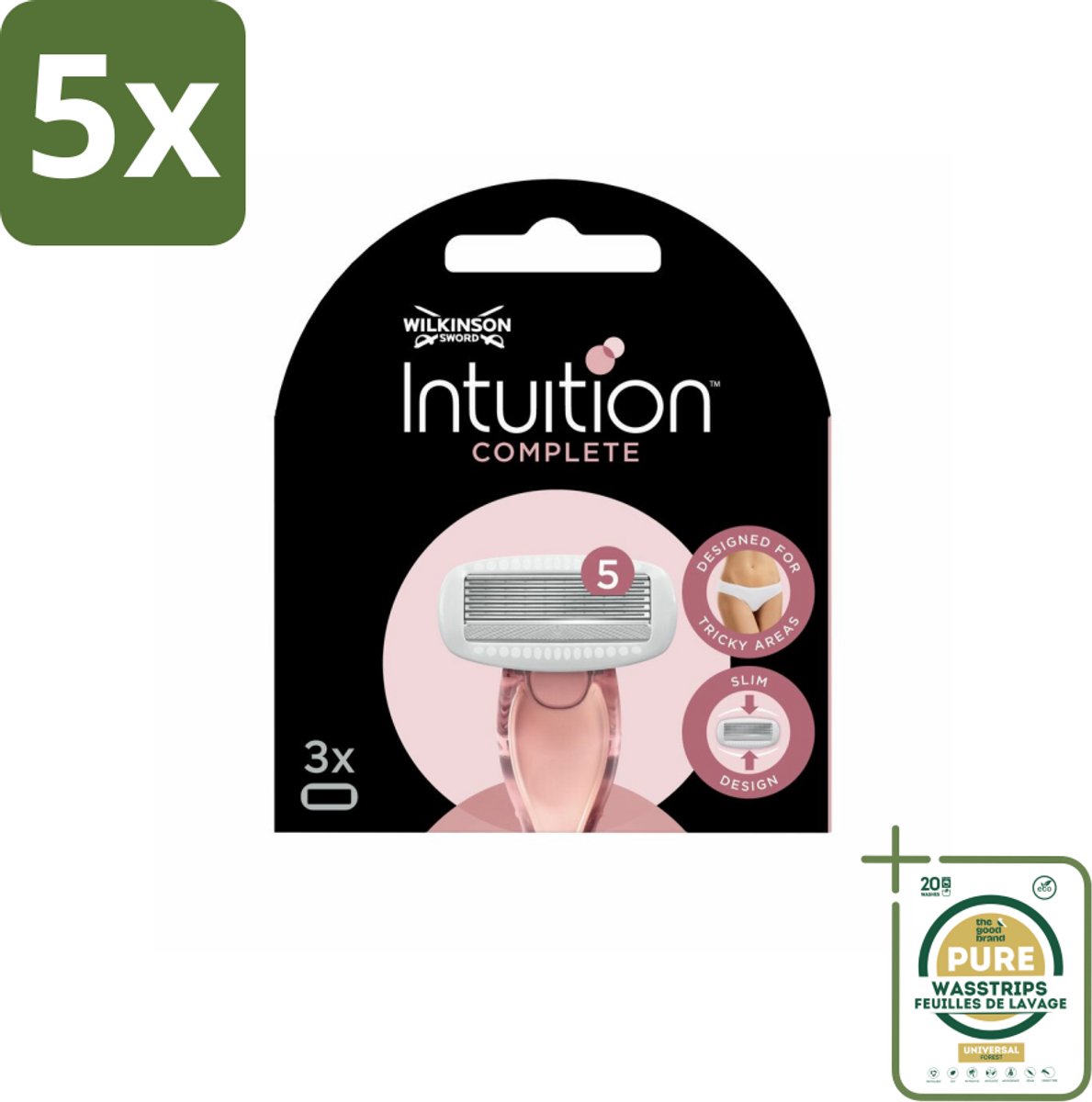 5 x Wilkinson Sword - Navulmesjes - Intuition Complete - Compatibel - 3 mesjes - Grootverpakking - Scheermesjes Vrouwen - Scheren Voor Vrouwen - Navulmesjes - Huidverzorging - Scheren Voor Gevoelige Huid
