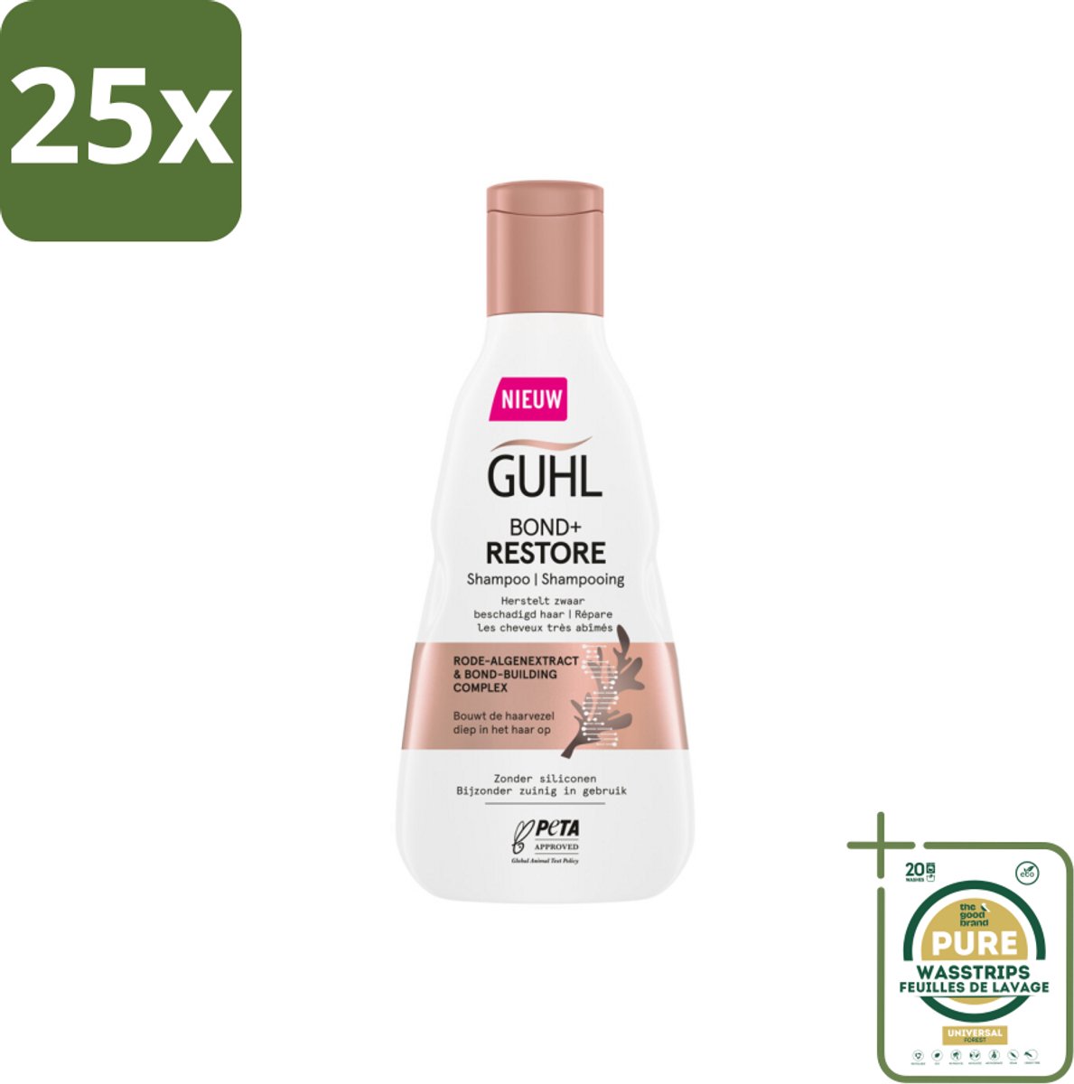 25 x Guhl - Shampoo - Bond+ Restore - 250 ml - Grootverpakking - Herstel Haar - Beschadigd Haar - Zwaar Beschadigd Haar - Haarbreuk - Haarverzwakking