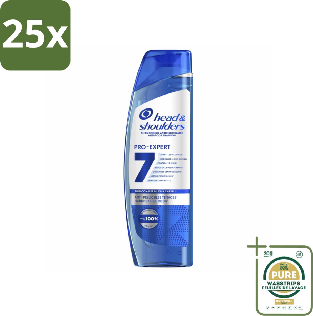 25 x Head & Shoulders - Shampoo - Pro-Expert 7 - Anti-Roos - 250 ml - Grootverpakking - Anti-roos Shampoo - Hardnekkige Roos - Tea Tree-olie - Hoofdhuidbescherming - Roosbestrijding