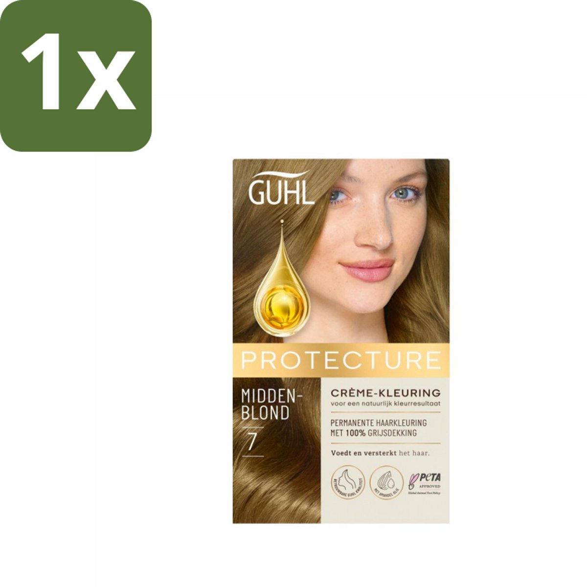 1 x Guhl - Crème-kleuring - No. 7 Middenblond Beschermend - Haarverf - Crèmekleuring - Middenblond - Haarverf - Grijsdekking - Beschermend Haarverf
