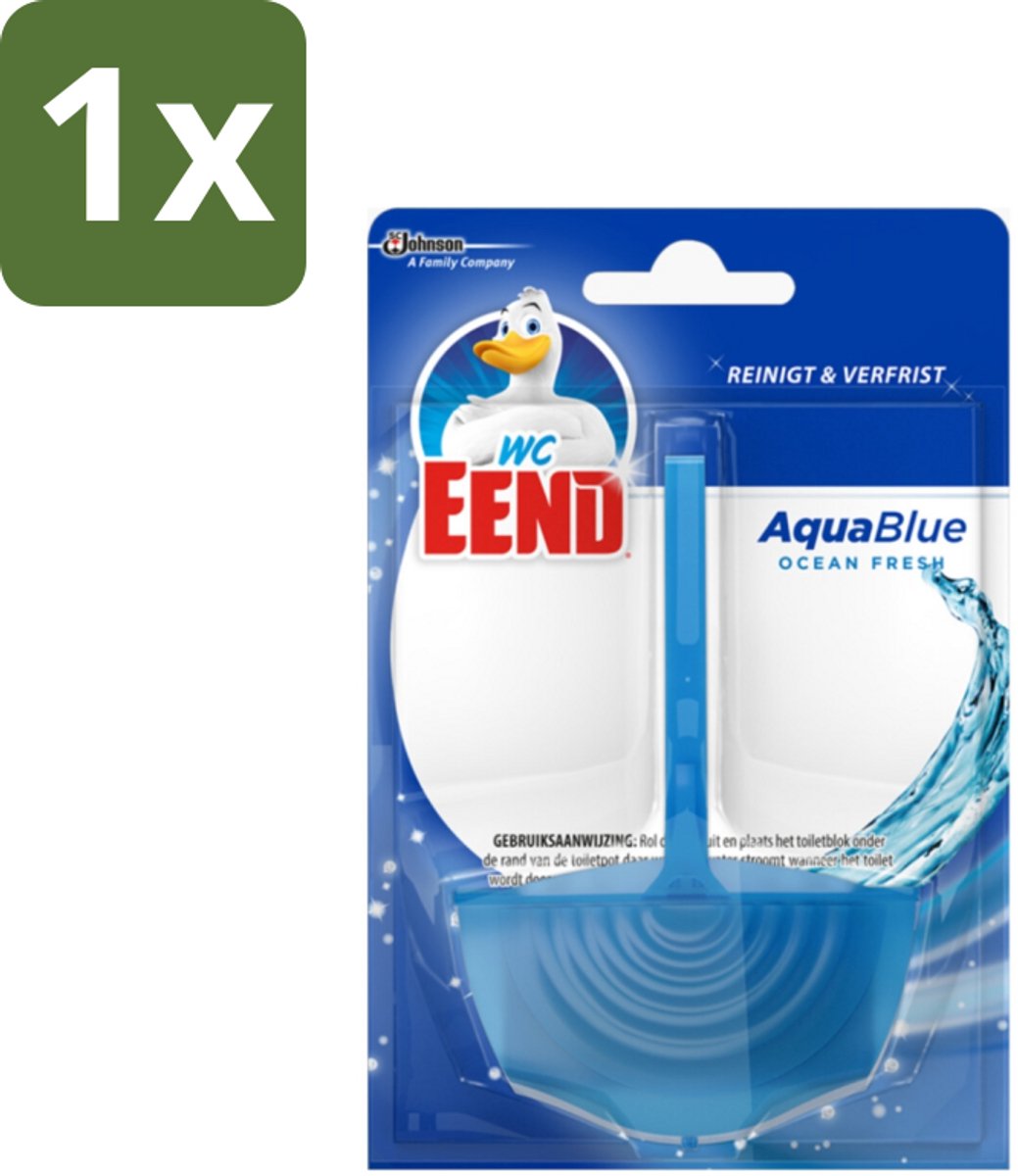 1 x WC Eend - Aqua Blue - Toiletblok - Kleurt Water Blauw & Verfrist - 40 gr - Toiletblok - Spoelwater Blauw - Fris Toilet - Kalkaanslag - Vuilopbouw