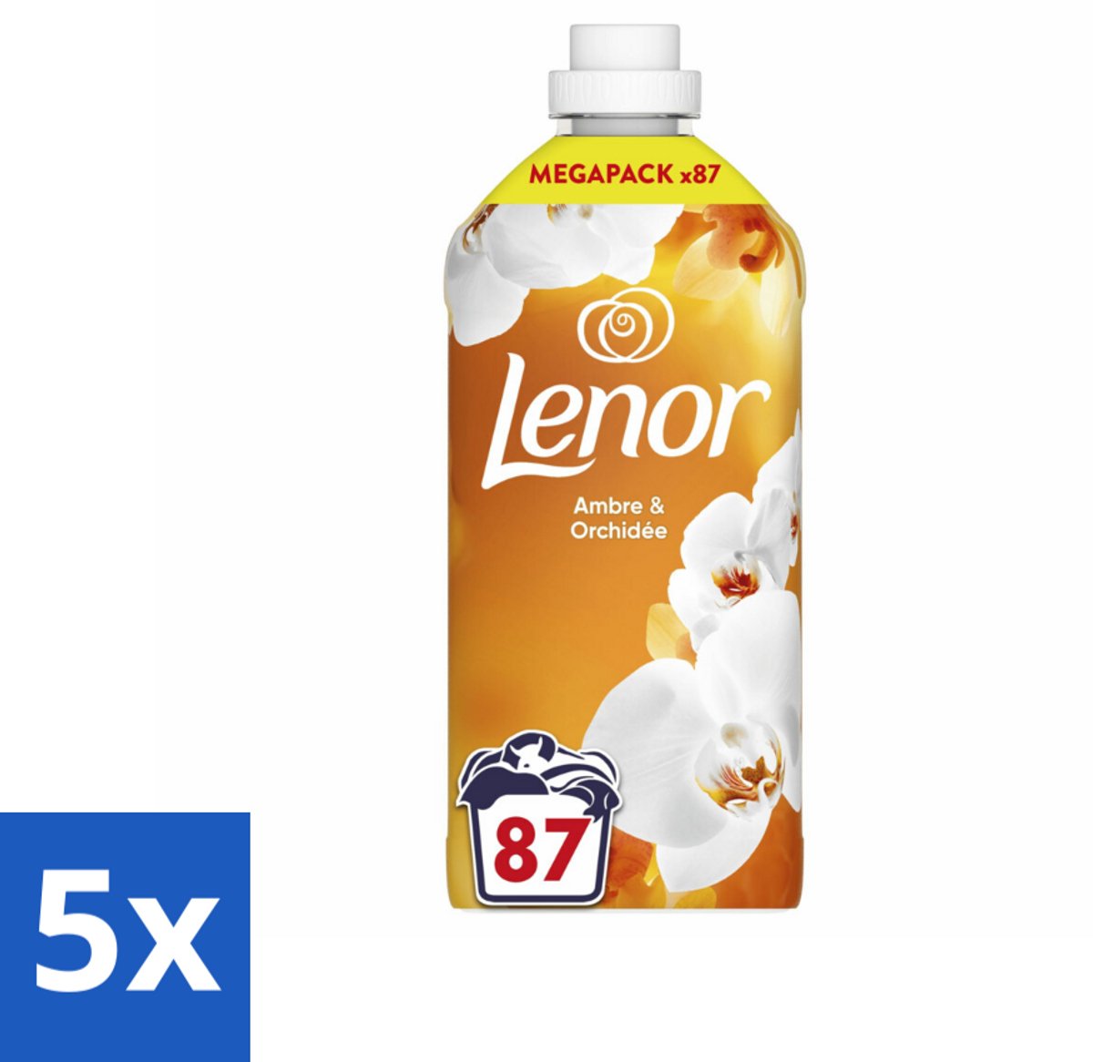 Lenor - Wasverzachter - Amber & Orchidee - Fris & Zacht - 87 Wasbeurten - Bulkverpakking - 5 stuks