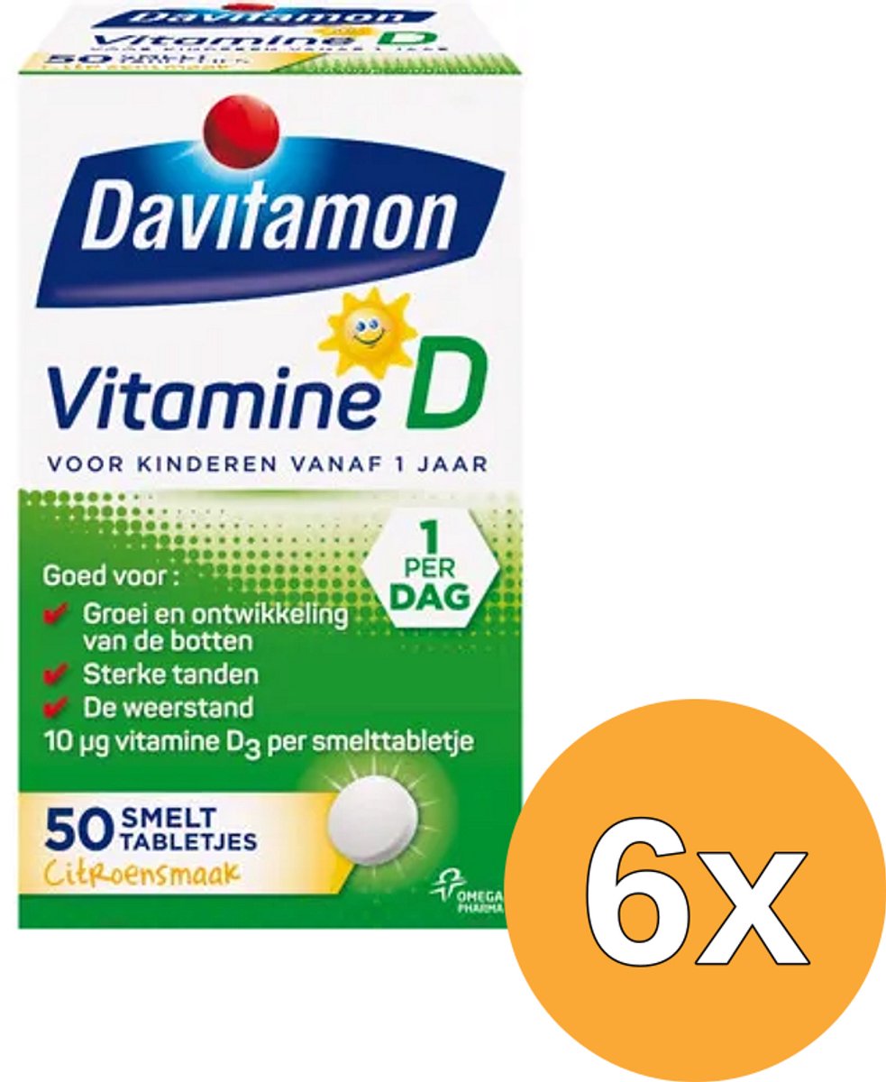 6x Davitamon D kind smelttablet (50 tabletten)