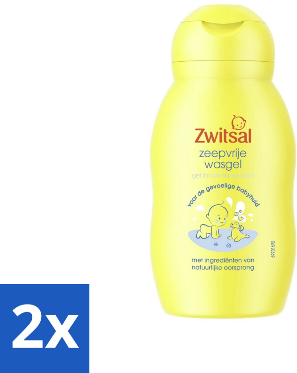 2 x Zwitsal - Wasgel Mini - Zeepvrij & Mild - 75 ml - Reisformaat - Babywasgel - Babybad - Zachte Babywas - Hypoallergeen Babyproduct - Zeepvrije Babywas