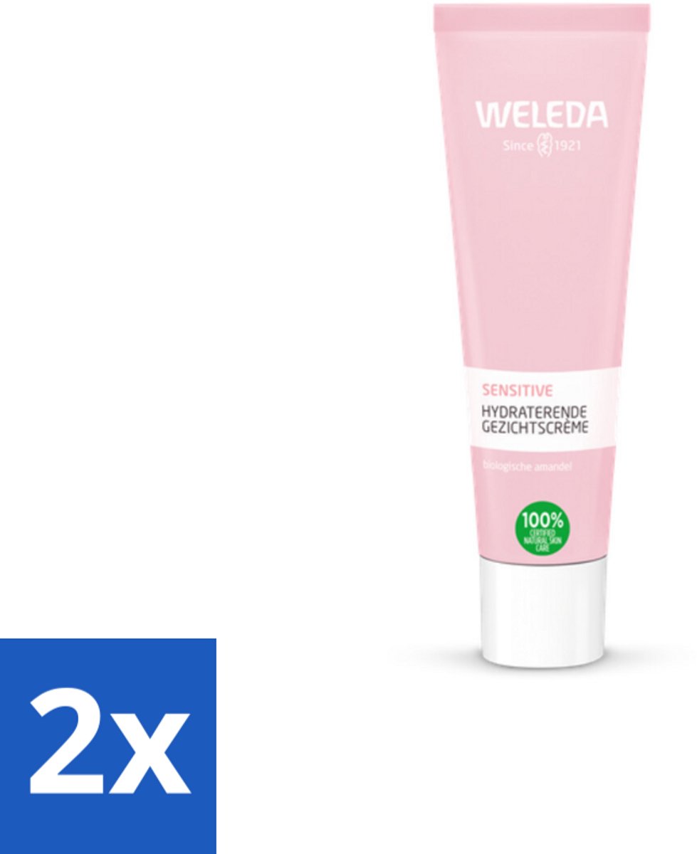 2 x WELEDA - Gezichtscrème Sensitive Hydraterend - Voor gevoelige huid - 30 ml - Gevoelige Huid - Hydraterende Crème - Vegan Crème - Biologische Amandelolie - Kalmerende Crème