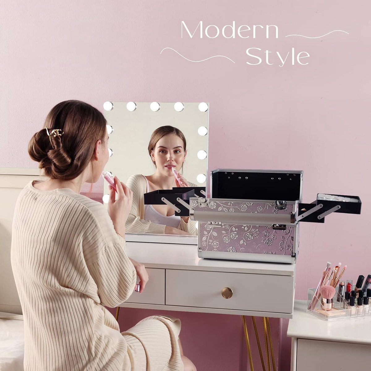 Professionele Make-upkoffer - Zwart - Met Schouderriem - Voor Dames