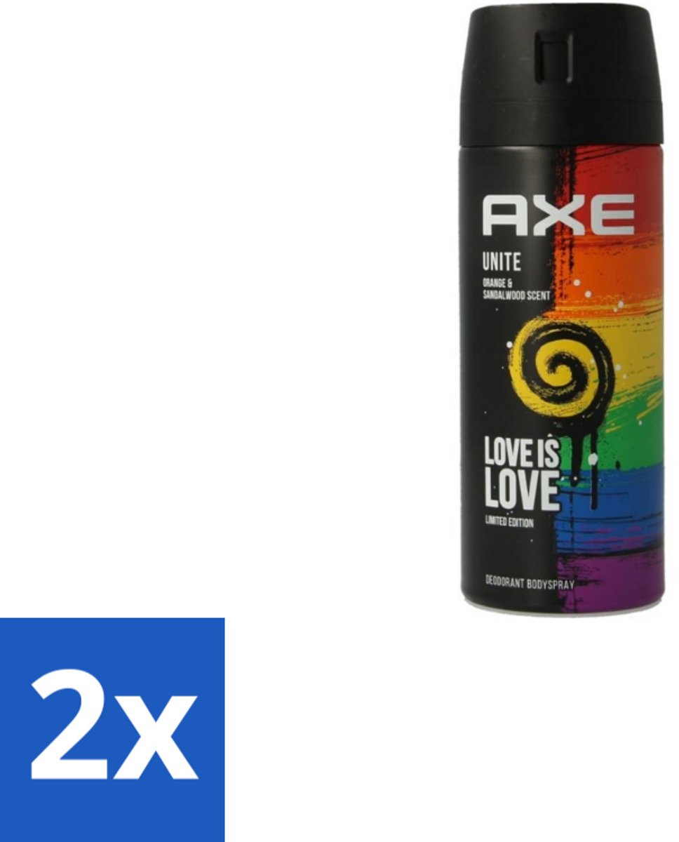 2 x AXE - Deodorant Spray - Unite - Verzorgend - Kruidige Geur - 150 ml - AXE Deodorant - Mannelijke Geur - Kruidige Geur - Deodorant Spray - 48 Uur Bescherming
