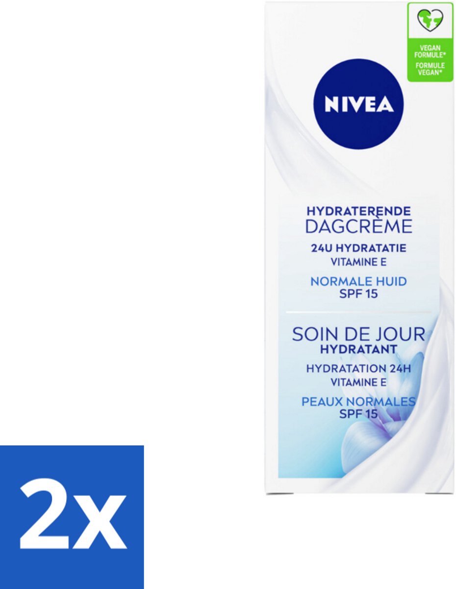2 x NIVEA - Essentials Dagcrème - Hydraterende Gezichtscrème - Normale huid - SPF 15 - Met Vitamine E, Magnolia- & Lotusextract - 50 ml - NIVEA Dagcrème - Hydraterende Dagcrème - Dagcrème Normale Huid - SPF 15 - Vitamine E