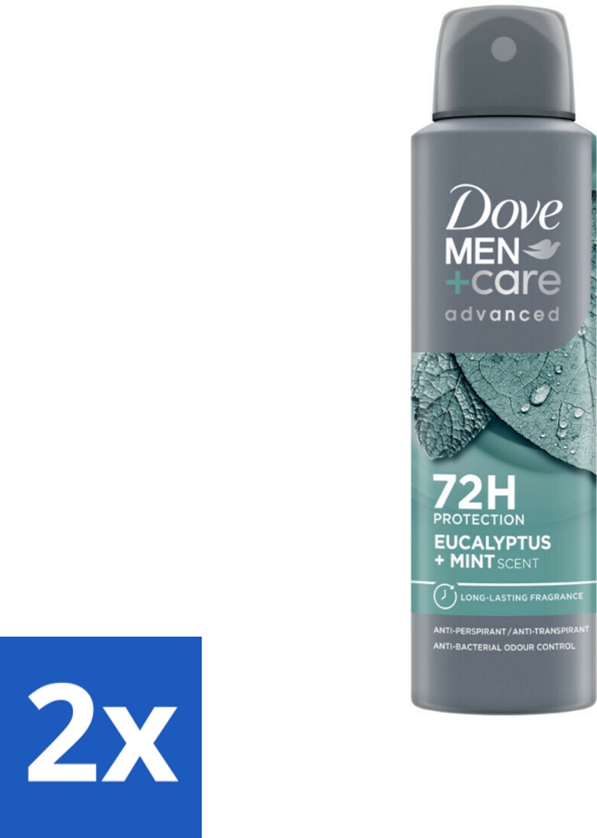 2 x Dove Men+Care Deodorant Spray - Eucalyptus & Mint - 150 ml - Deodorant Spray - Anti-transpirant - Eucalyptus - Munt - 72 Uur Bescherming