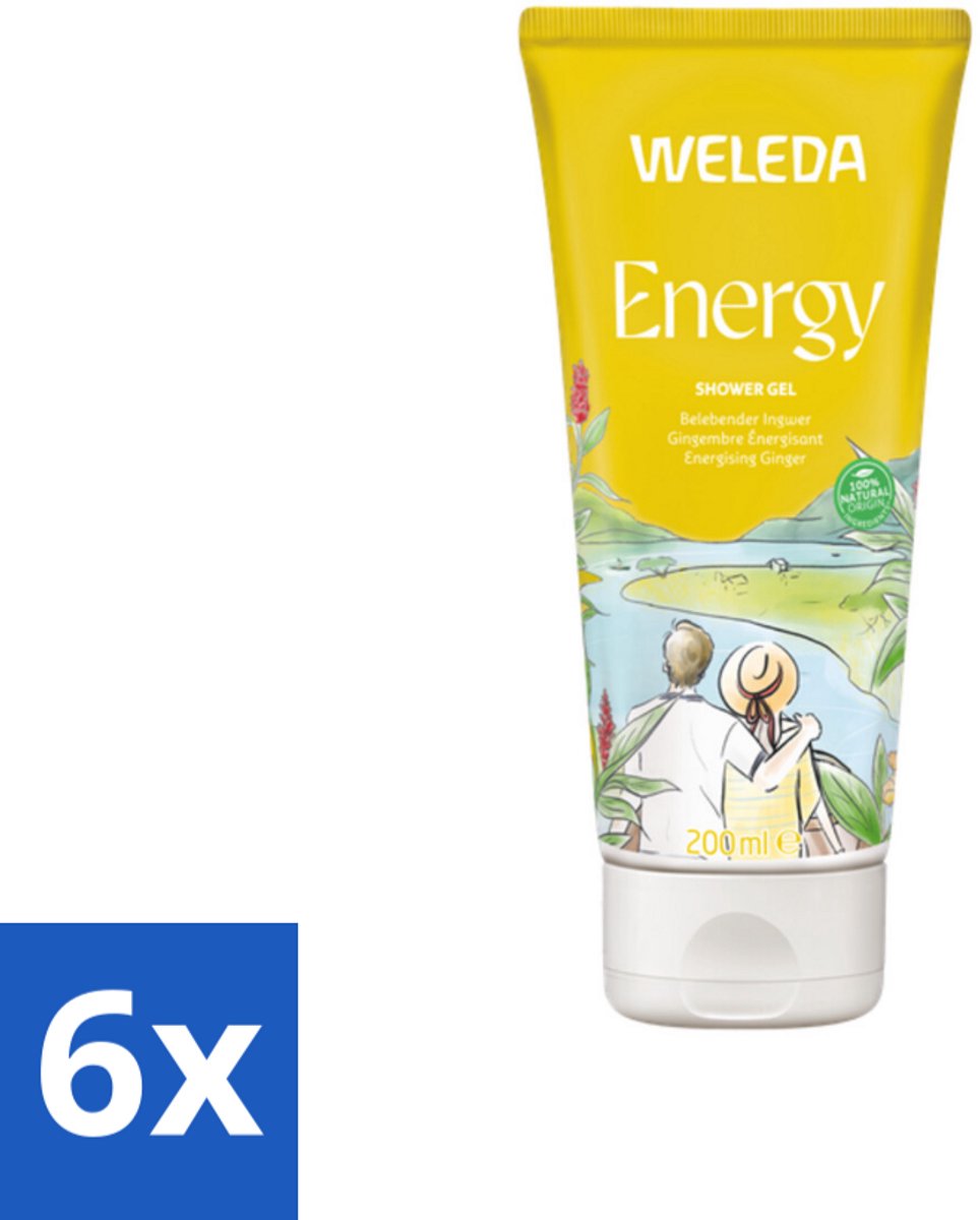 6 x WELEDA - Douchegel Aroma Shower Energy - 200 ml - Douchegel - Energiedos - Natuurlijke Douchegel - Vegan Douchegel - Gember
