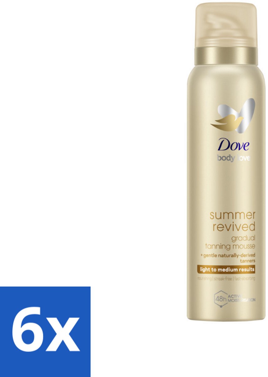 6 x Dove Body Love Zelfbruinende Mousse - Summer Revived - Light-Medium - 150 ml - Zelfbruiner - Body Mousse - Zomerse Gloed - Gehydrateerde Huid - Gevoelige Huid