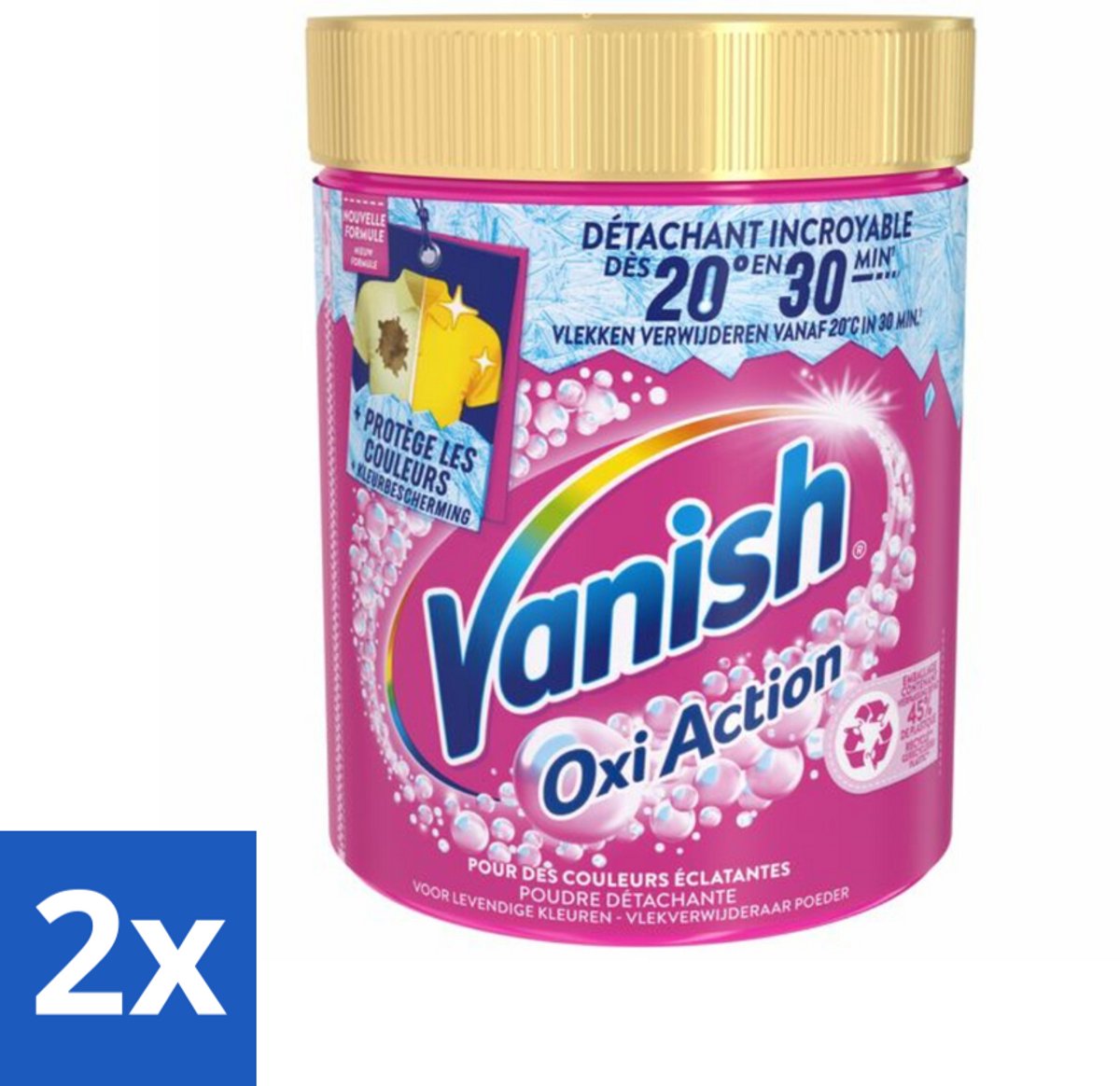 2 x Vanish - Vlekverwijderaar - Oxi Action Wasbooster Poeder - Voor Gekleurde Was - 940 g - Vlekkenverwijderaar - Wasbooster - Gekleurde Was - Vlekken Verwijderen - Wasmiddel
