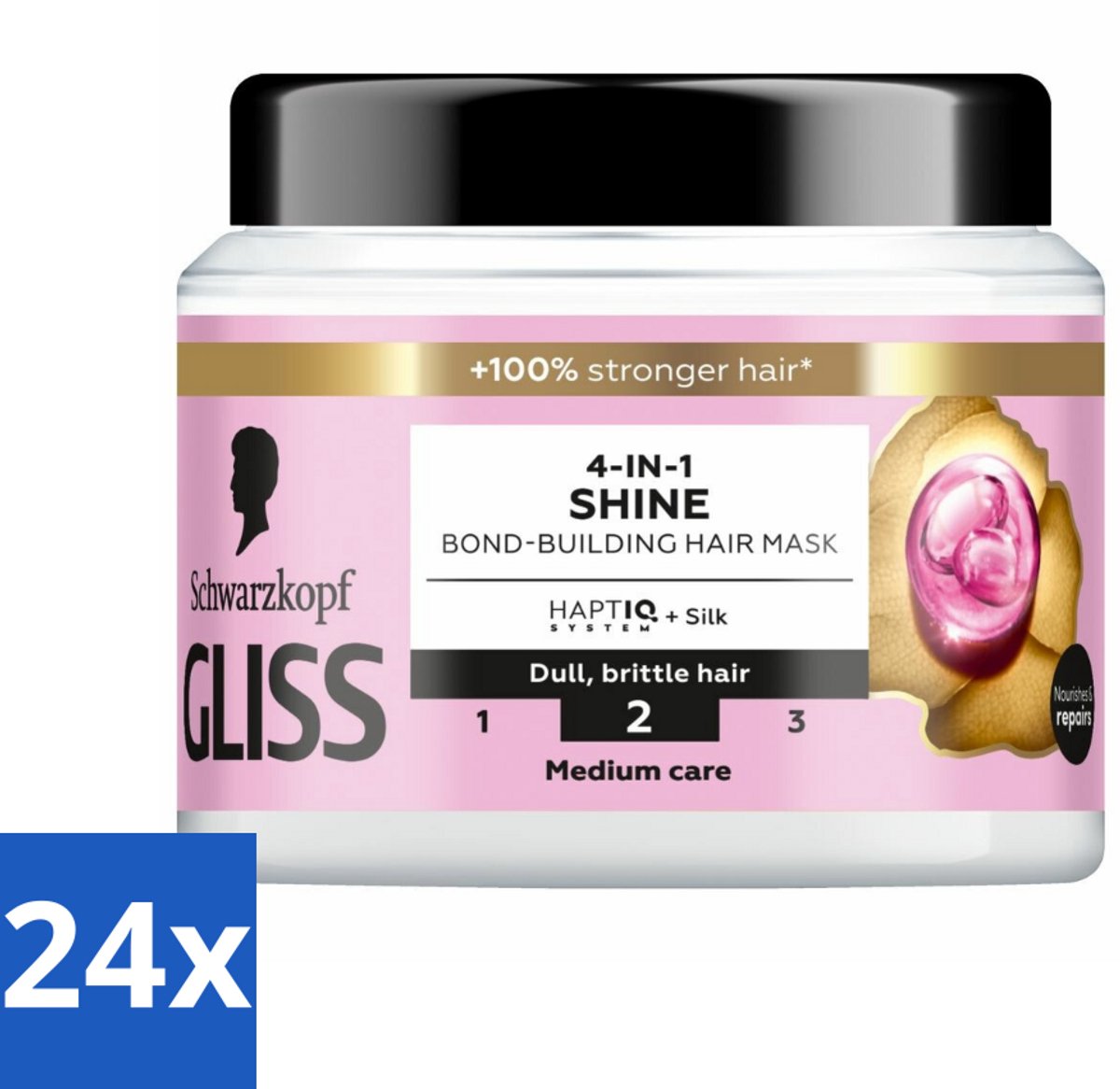24 x Gliss - Haarmasker - 4in-1 Hair Mask - Voor Zijdezacht en Glanzend Haar - 400 ml - Haar Masker - Zijdezacht Haar - Glans Masker - Haarmasker Glans - Haarmasker Dof Haar