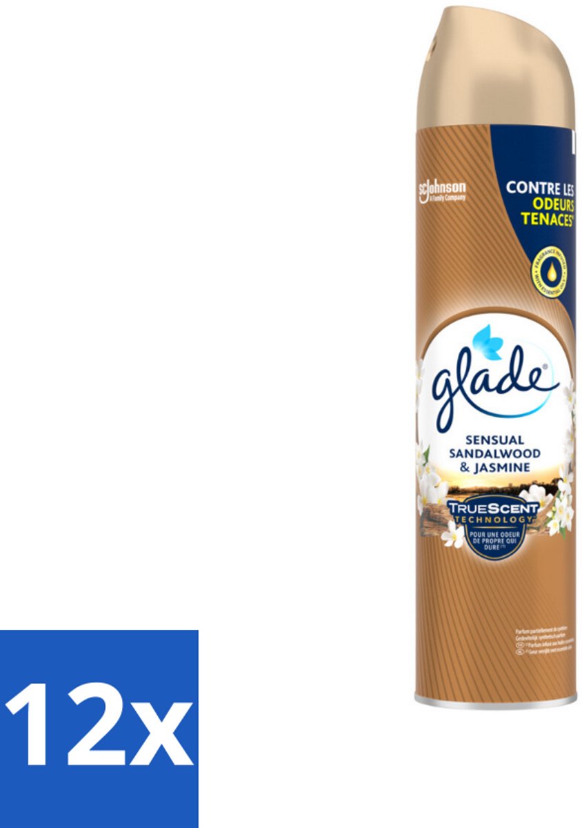 12 x Glade - Luchtverfrisser Spray - Sensual Sandelhout Jasmijn - 300 ml - Luchtverfrisser - Geur - Sandelhout - Jasmijn - Amber