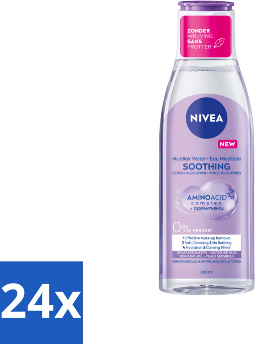 24 x NIVEA - Micellair Water - Gevoelige Huid - Anti-Restant - Verwijdert Waterbestendige Make-up - 200 ml - Micellair Water - Reinigingswater - NIVEA - Gevoelige Huid - Make-up Remover