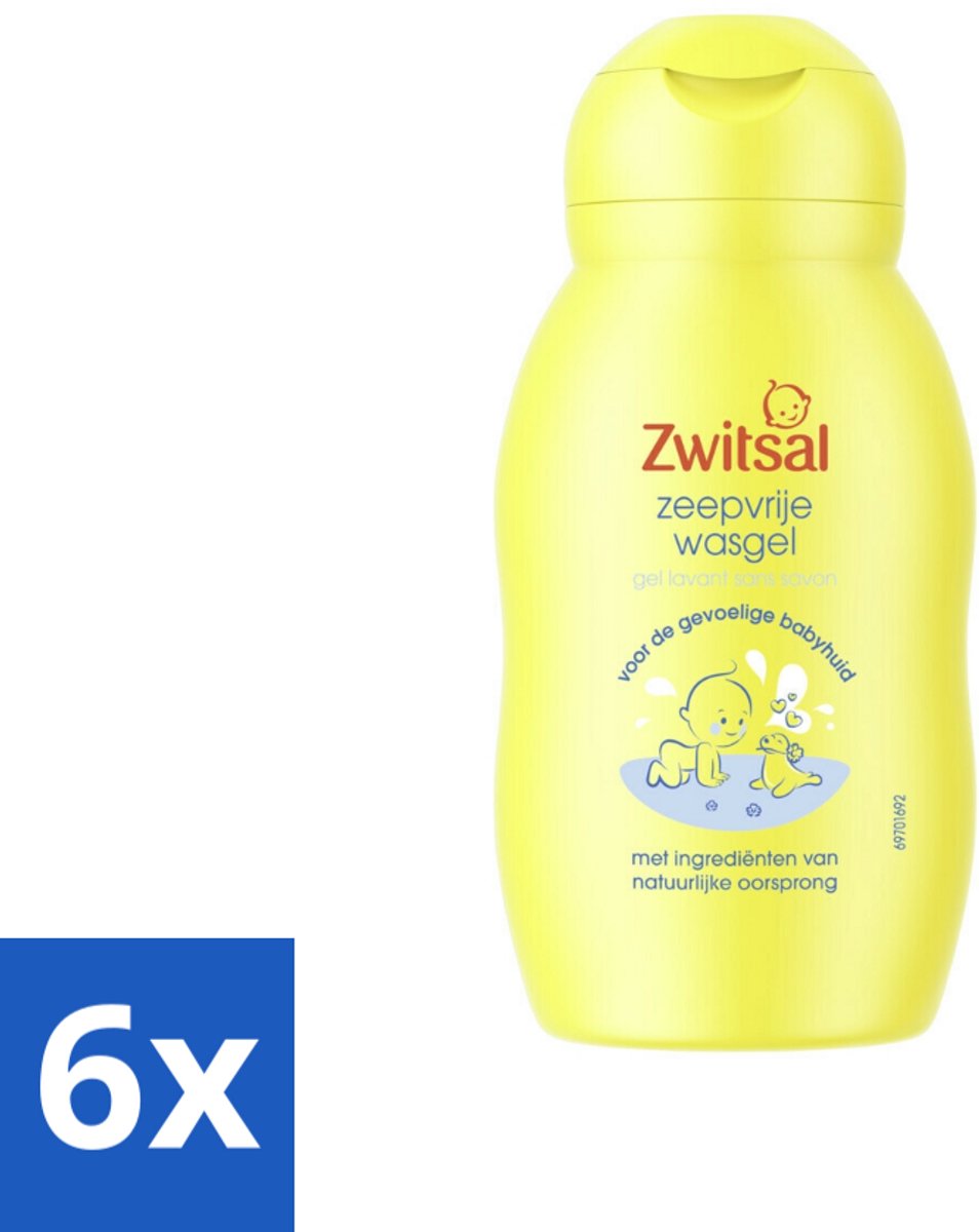 6 x Zwitsal - Wasgel Mini - Zeepvrij & Mild - 75 ml - Reisformaat - Babywasgel - Babybad - Zachte Babywas - Hypoallergeen Babyproduct - Zeepvrije Babywas