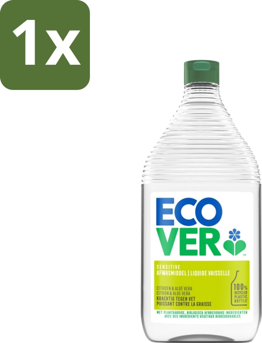1 x Ecover - Afwasmiddel - Citroen & Aloë Vera - 950 ml - Ecover Afwasmiddel - Afwasmiddel Citroen Aloë Vera - Natuurlijk Afwasmiddel - Plantaardig Afwasmiddel - Afwasmiddel Huidvriendelijk