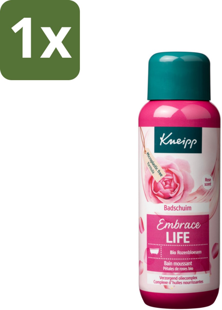 1 x Kneipp - Badschuim - Embrace Life - Anti-Aging verzorging - 400 ml - Badschuim Embrace Life - Anti-aging Badschuim - Roosgeur Badschuim - Gevoelige Huid Verzorging - Vegan Badschuim