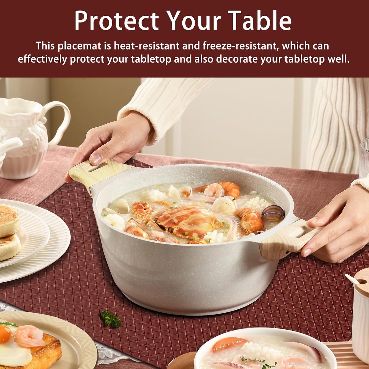 Placemat set van 2 - Dubbelzijdig - Faux leer - Warmtebestendig en eenvoudig te reinigen - ShopVlot