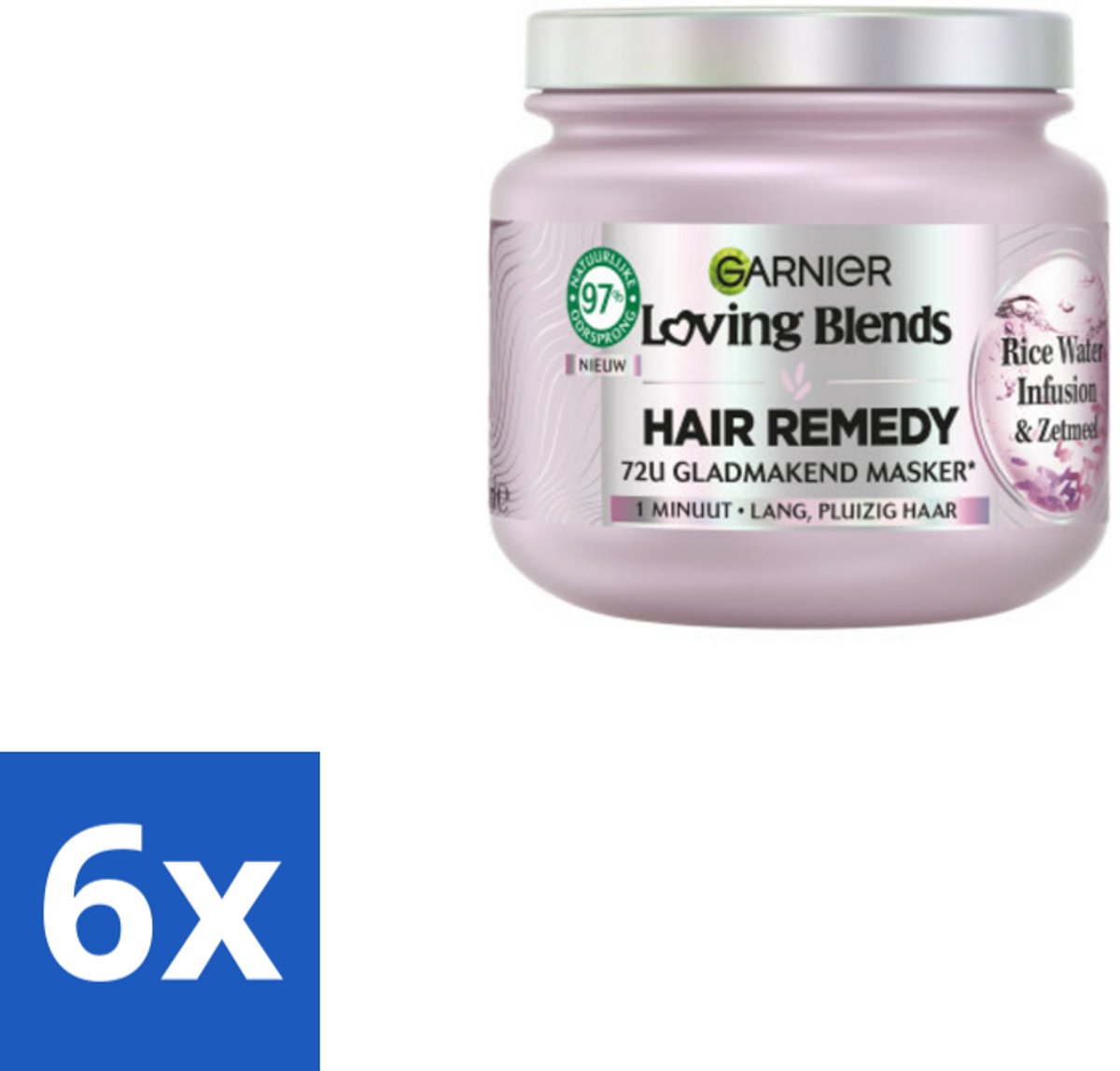 6 x Garnier - Loving Blends - Haarmasker - Rice Water Infusion - Glans & Zachtheid - Lang Haar - 340 ml - Haar Masker - Glans Masker - Zachtheid Masker - Rice Water - Lang Haar