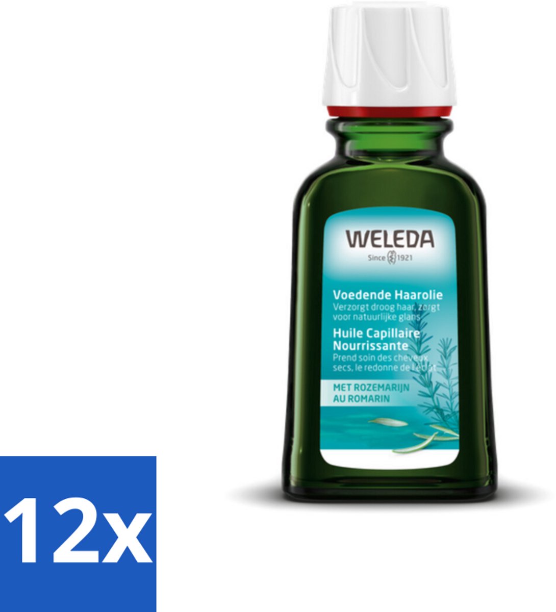12 x WELEDA - Haarolie Voedend - Rozemarijn - 50 ml - Haar Olie - Voedende Haar - Rozenmarijn Haar - Droge Haarpunten - Beschadigd Haar