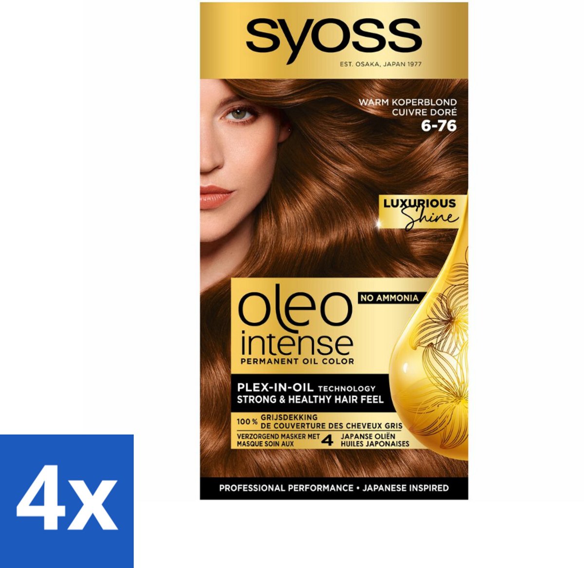 Syoss Oleo Intense - Haarverf - 6-76 - Warm Koperblond - 115ml x 4