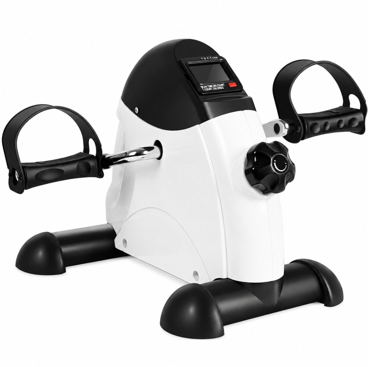 BSS® Stoelfiets Mini Oefenfiets – Pedaaltrainer voor Benen en Armen – Draagbare Fitnessfiets – Compacte Hometrainer voor Thuis en Kantoor – Beentrainer - Wit/Zwart