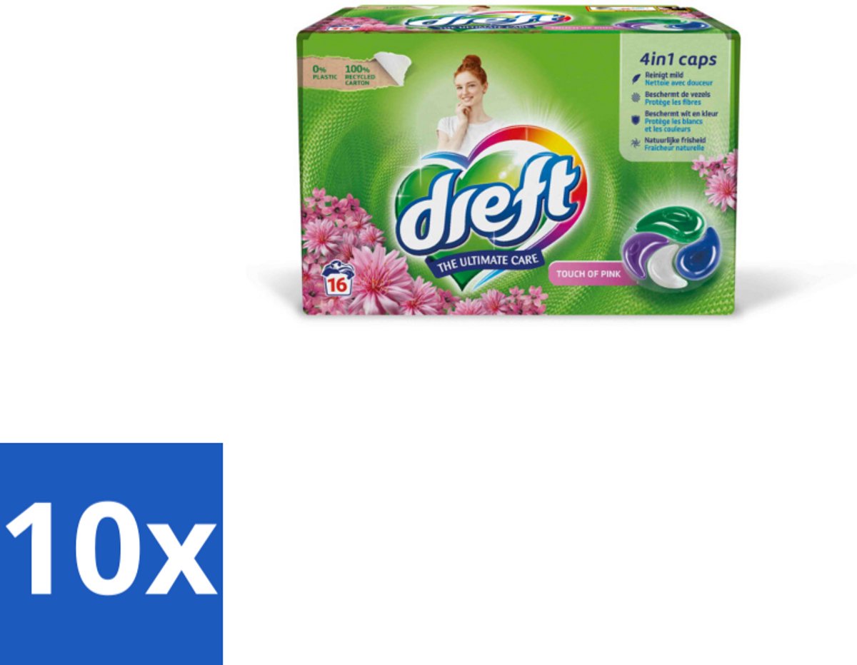 Dreft - Wasmiddelcapsules - Touch of Pink - Geurige verzorging - 16 Wasbeurten - Bulkverpakking - 10 stuks