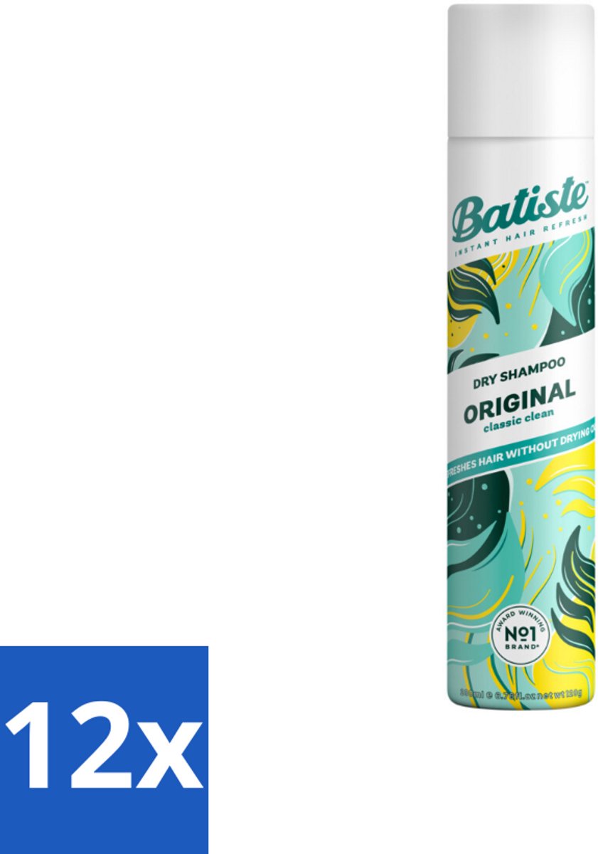 12 x Batiste - Original - Droogshampoo - Klassieke Frisse Geur - Geeft Volume en Textuur - 200ml - Droogshampoo - Haarverzorging - Batiste - Fris Haar - Volume