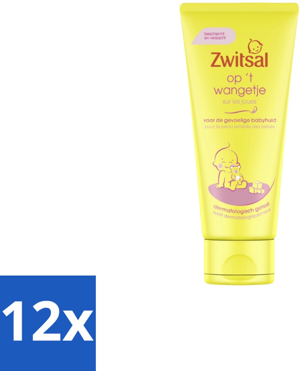 Zwitsal - Op 't Wangetje - Gezichtscrème voor Baby’s - Gevoelige Babyhuid - 100 ml - Voordeelverpakking - 12 stuks